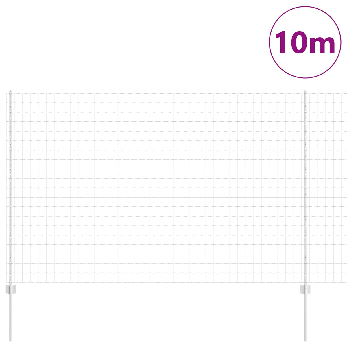 Eurohegn med stolpe 10 x 1,5 m Galvaniseret stål Sølv Mesh