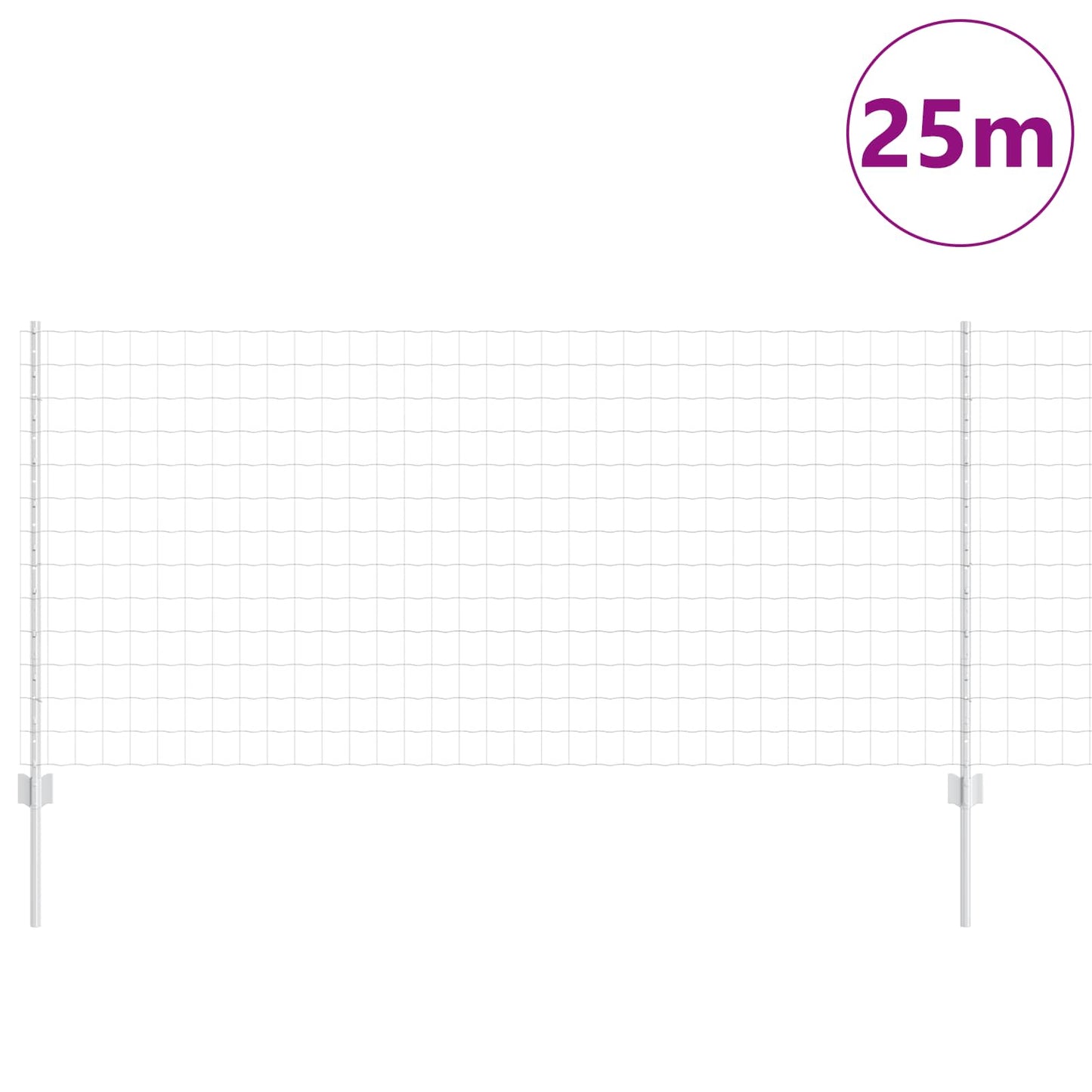 Eurohegn med stolpe 25 x 1 m Galvaniseret stål Sølv Mesh
