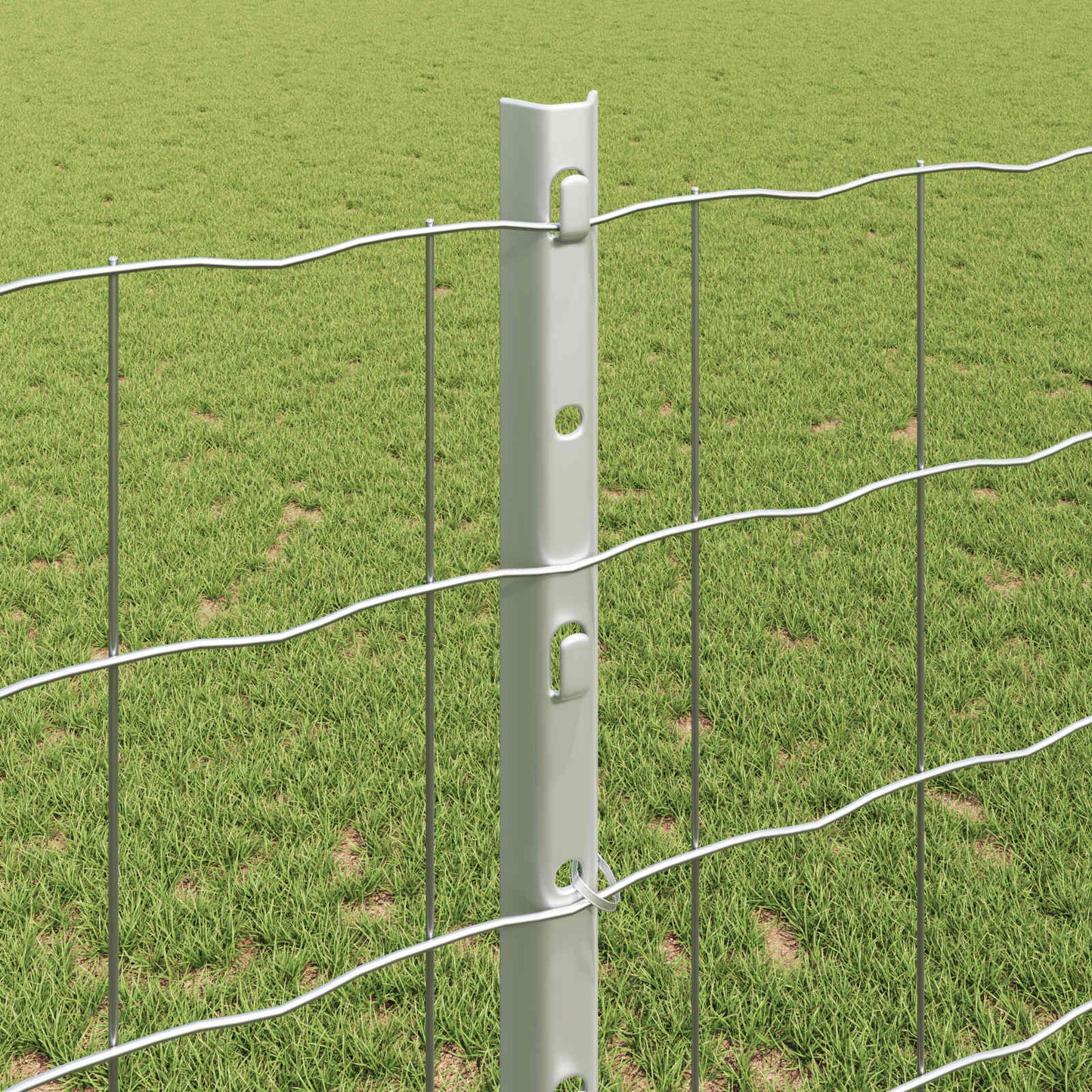 Eurohegn med stolpe 25 x 1,2 m Galvaniseret stål Sølv Mesh