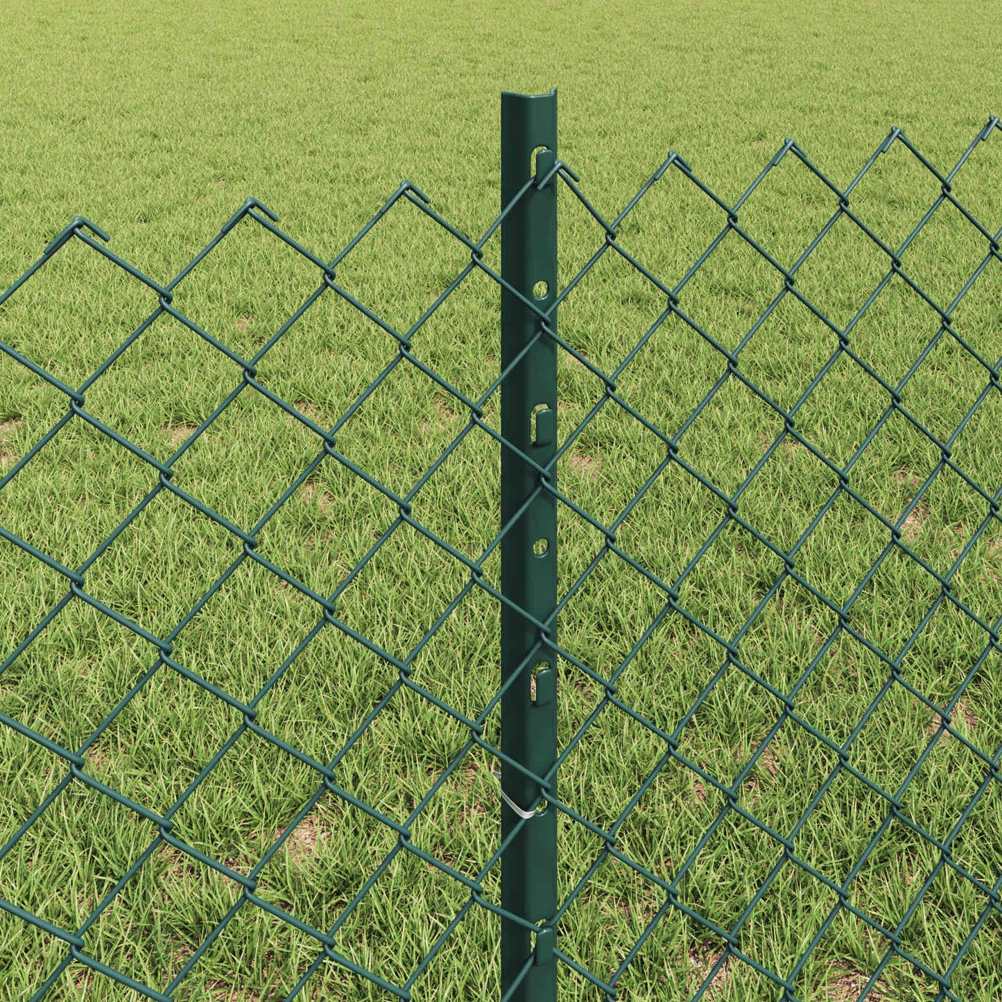 Kæde-link hegn med stolpe 10 x 0,6 m PVC-belagt stål Grøn Mesh