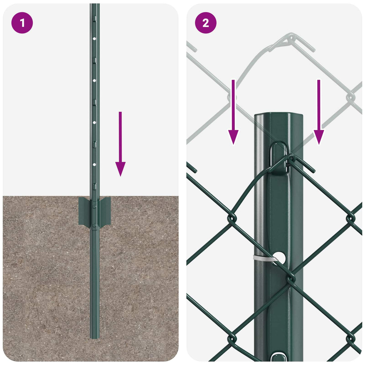Kæde-link hegn med stolpe 10 x 0,6 m PVC-belagt stål Grøn Mesh
