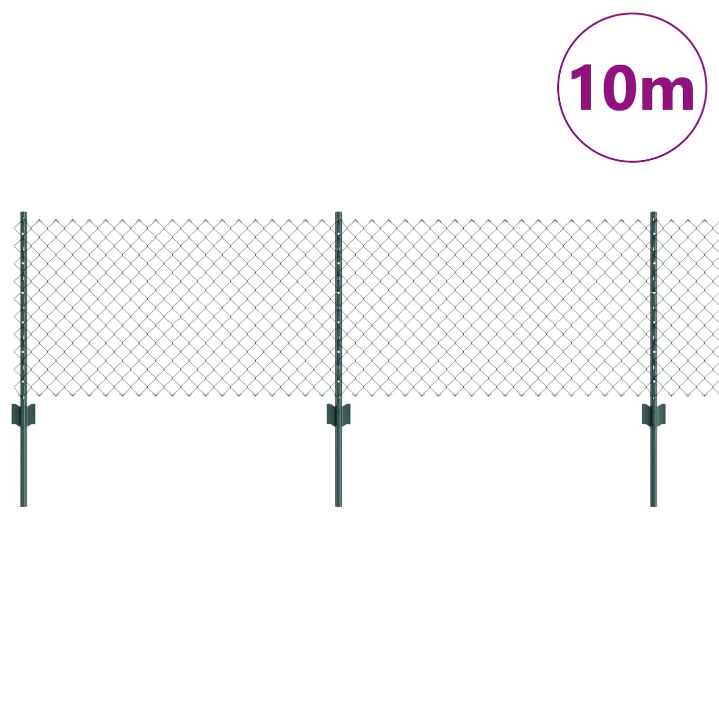 Kæde-link hegn med stolpe 10 x 0,6 m PVC-belagt stål Grøn Mesh