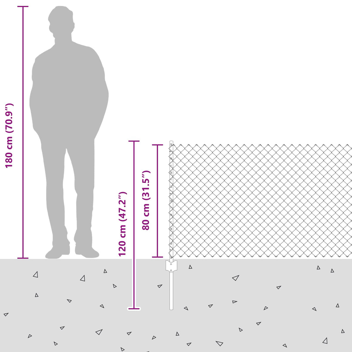 Kæde-link hegn med stolpe 10 x 0,8 m PVC-belagt stål Grøn Mesh