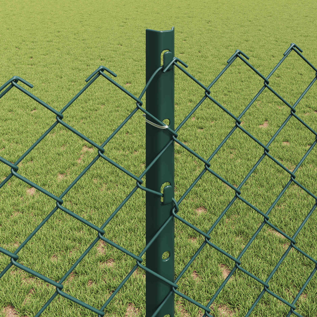 Kæde-link hegn med stolpe 10 x 1,2 m PVC-belagt stål Grøn Mesh