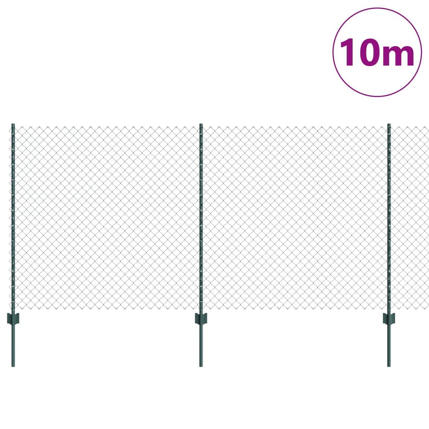 Kæde-link hegn med stolpe 10 x 1,2 m PVC-belagt stål Grøn Mesh