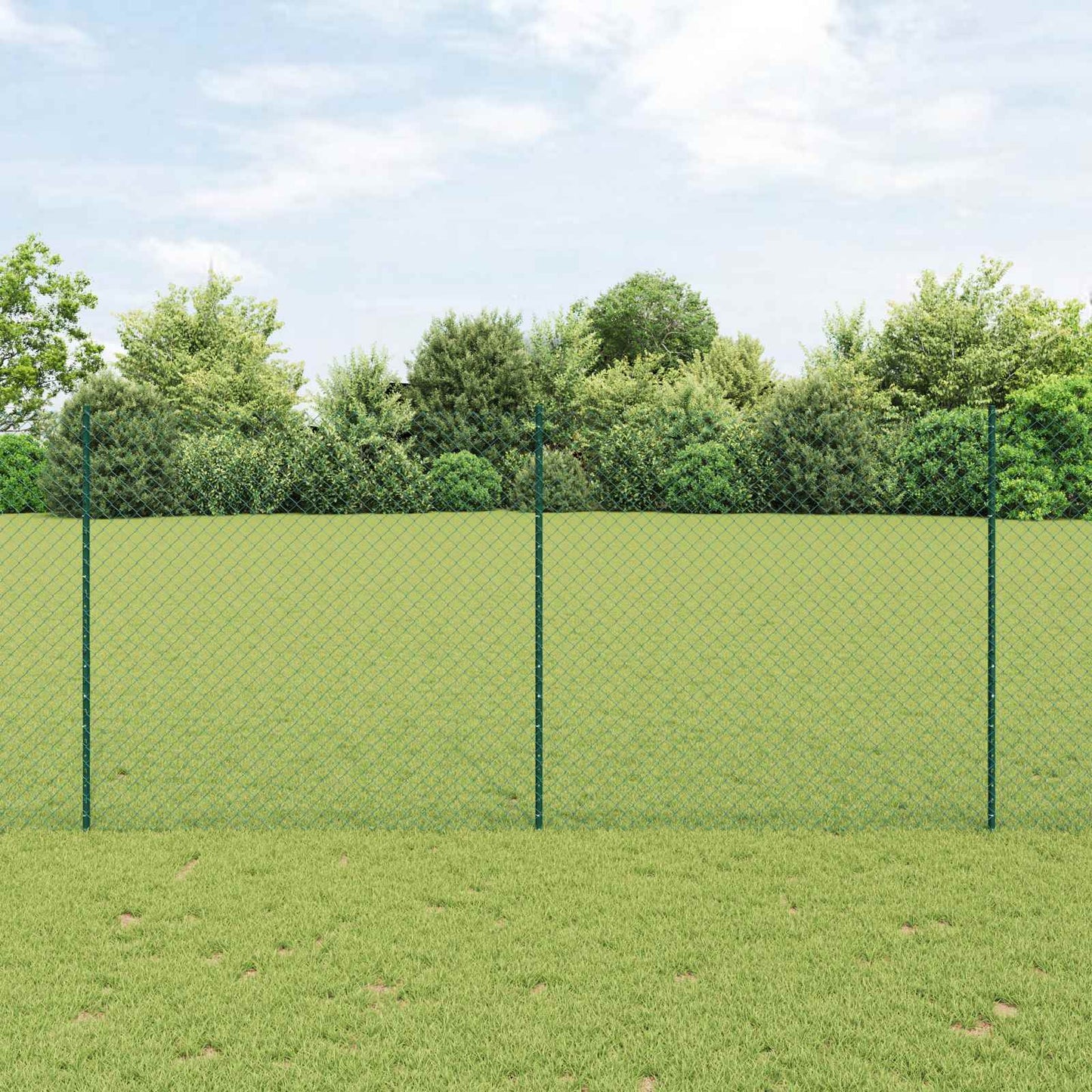 Kæde-link hegn med stolpe 10 x 1,4 m PVC-belagt stål Grøn Mesh