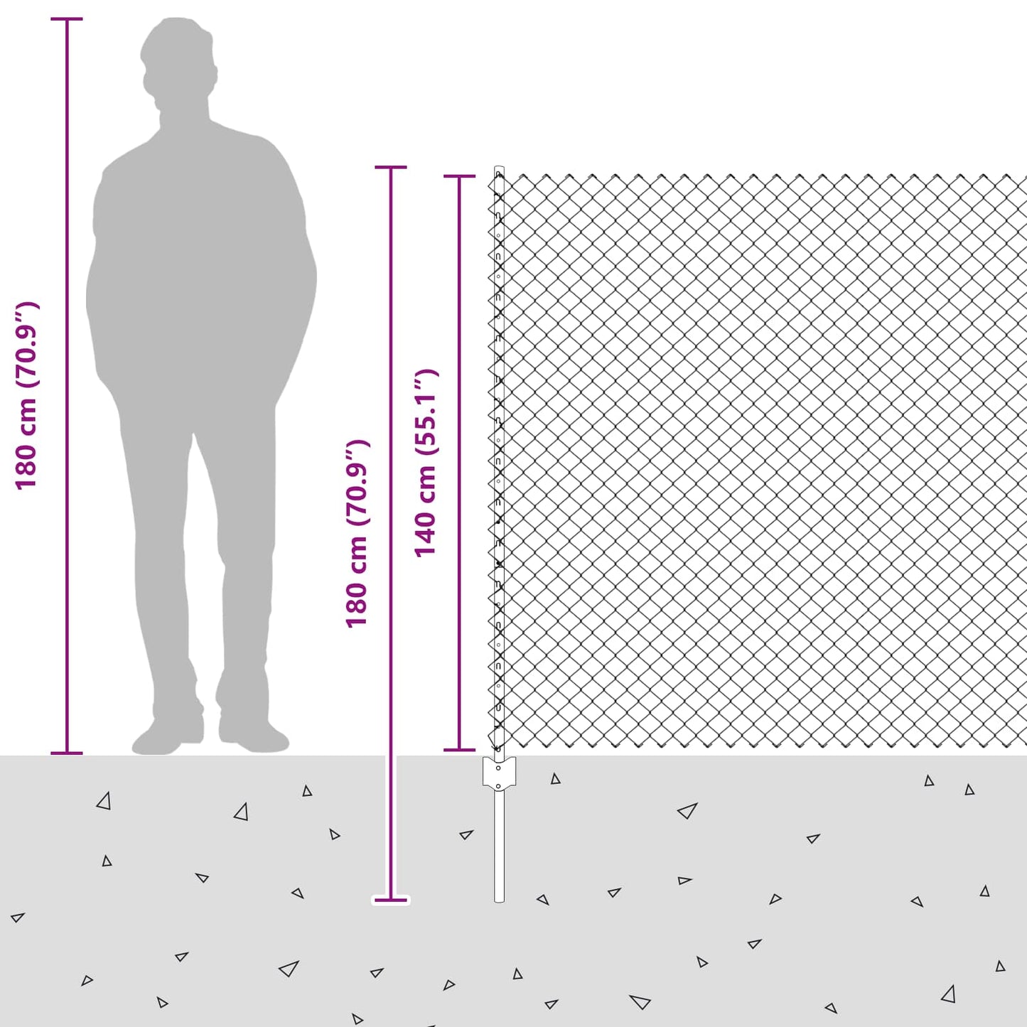 Kæde-link hegn med stolpe 10 x 1,4 m PVC-belagt stål Grøn Mesh