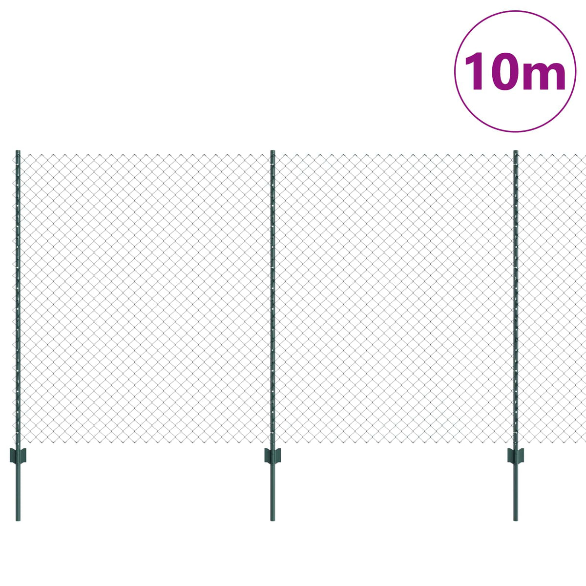 Kæde-link hegn med stolpe 10 x 1,4 m PVC-belagt stål Grøn Mesh