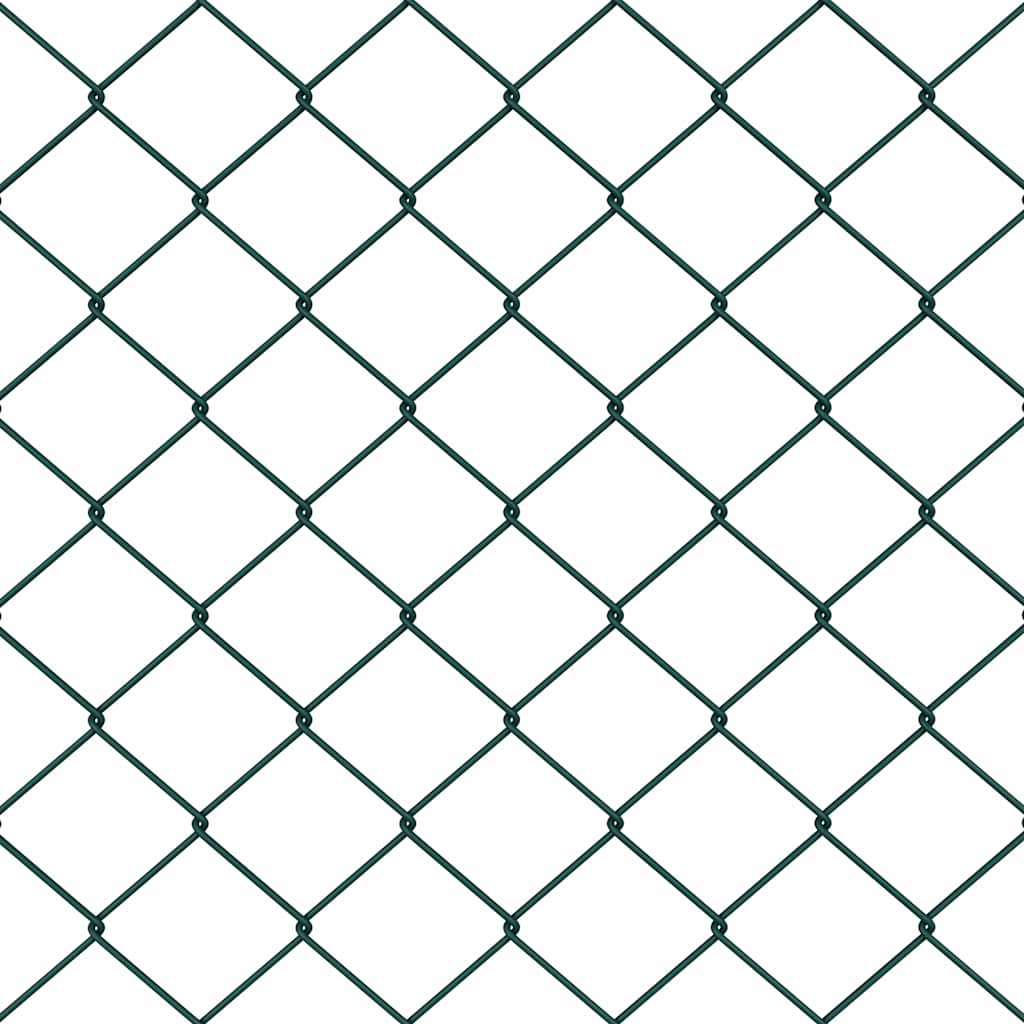 Kæde-link hegn med stolpe 25 x 0,8 m Galvaniseret stål Grøn