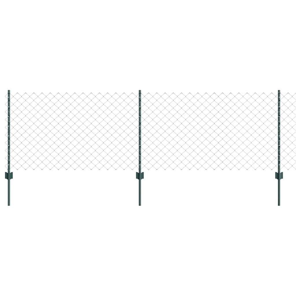 Kæde-link hegn med stolpe 25 x 0,8 m Galvaniseret stål Grøn