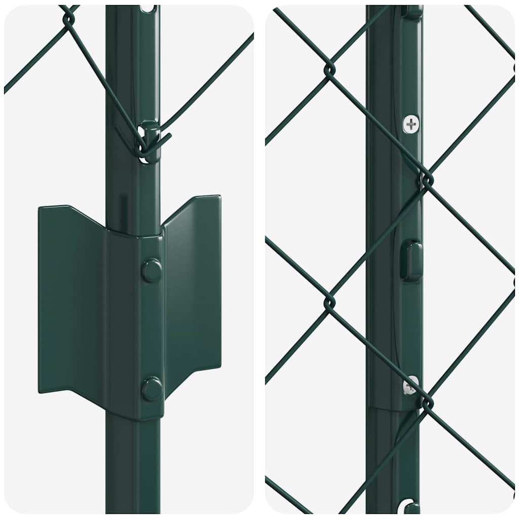 Kæde-link hegn med stolpe 25 x 1 m Galvaniseret stål Grøn Mesh