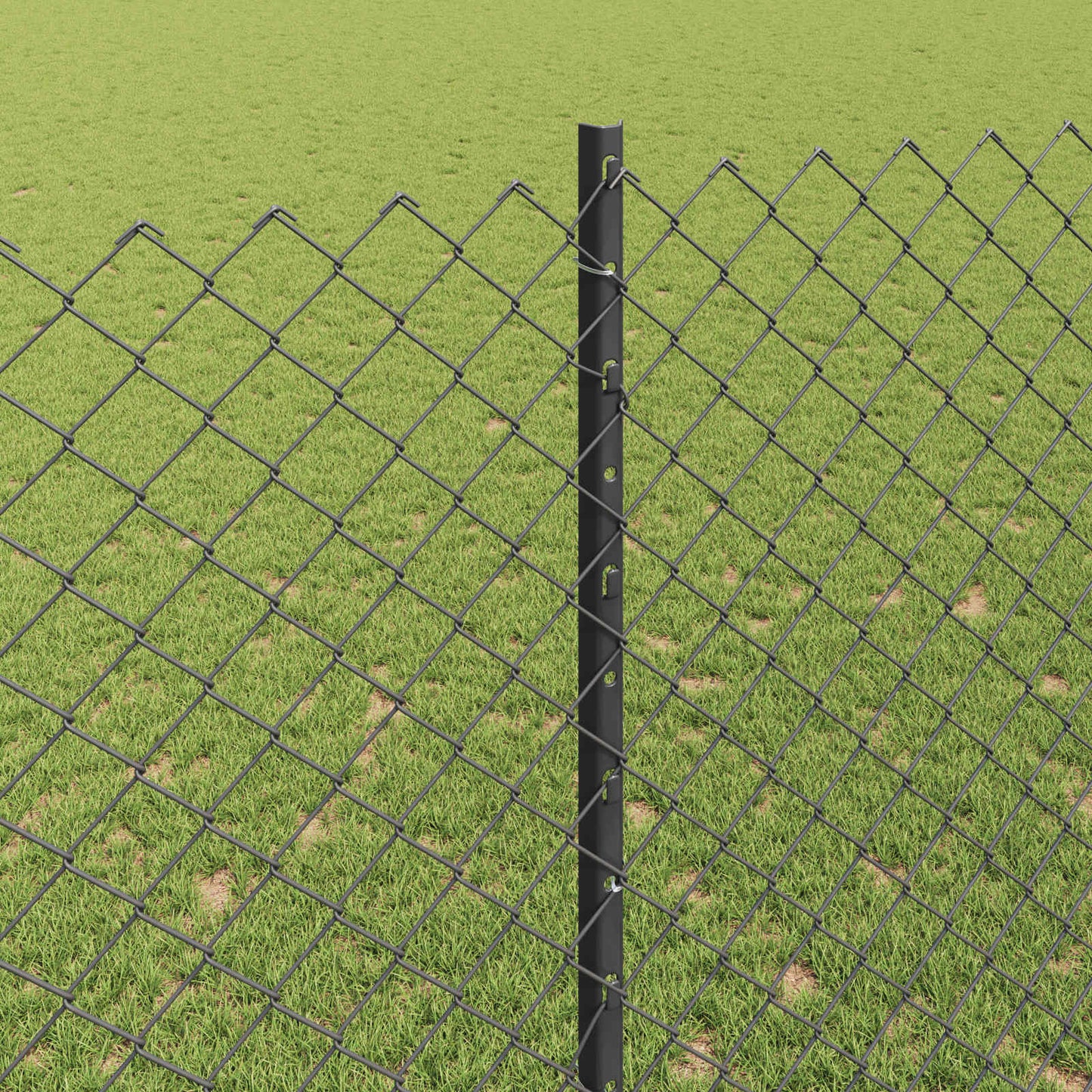 Kæde-link hegn med stolpe 10 x 1,6 m PVC-belagt stål Grå Mesh