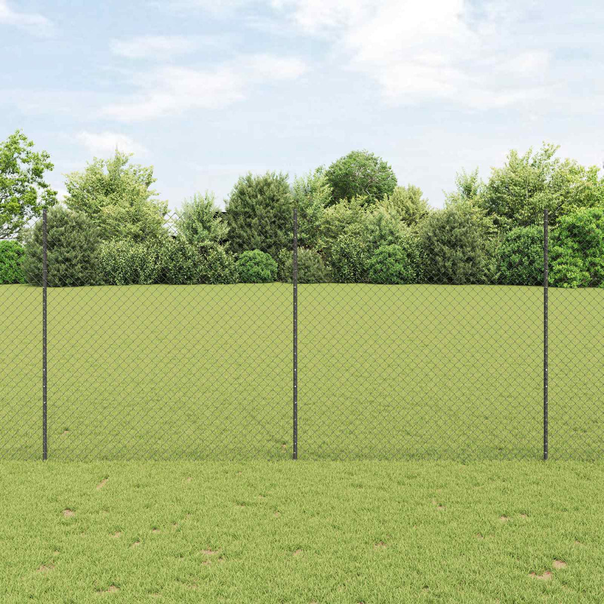 Kæde-link hegn med stolpe 10 x 1,6 m PVC-belagt stål Grå Mesh
