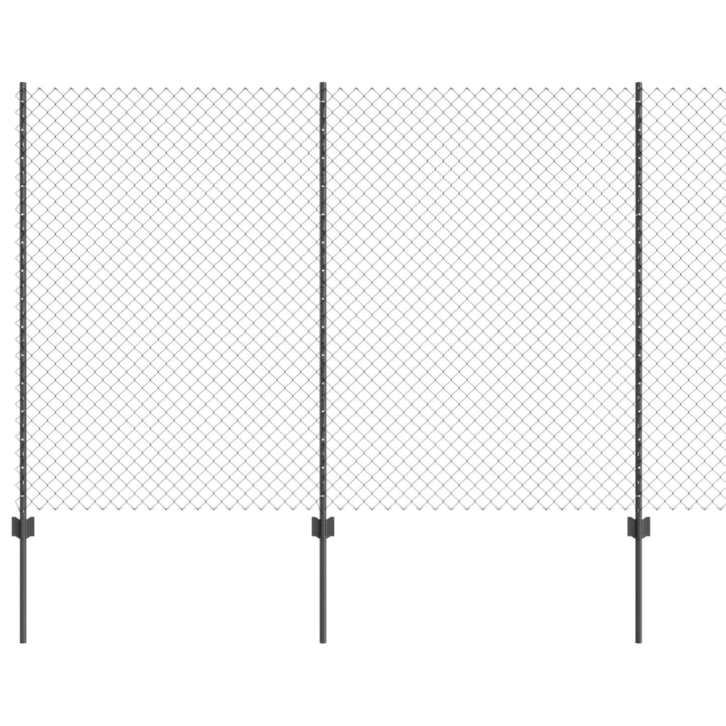 Kæde-link hegn med stolpe 10 x 1,6 m PVC-belagt stål Grå Mesh