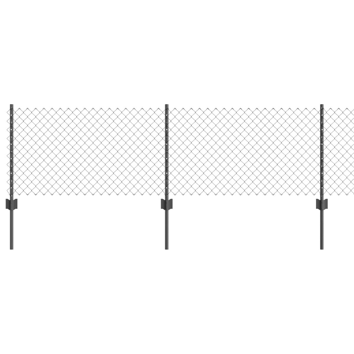 Kæde-link hegn med stolpe 25 x 0,6 m PVC-belagt stål Grå Mesh