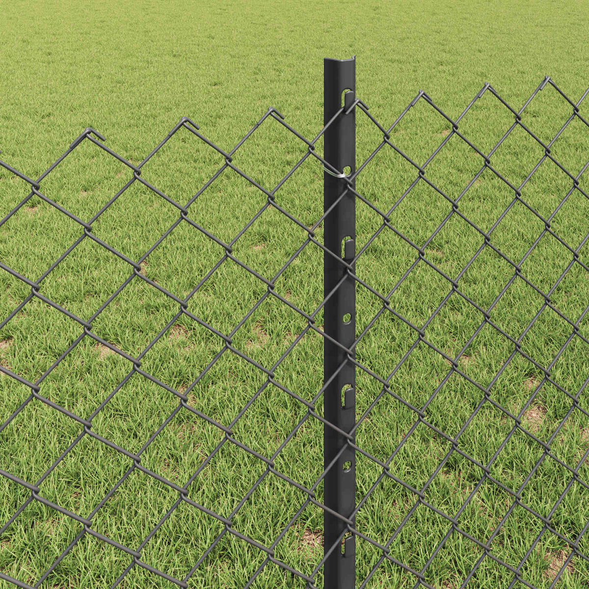 Kæde-link hegn med stolpe 25 x 0,8 m PVC-belagt stål Grå Mesh