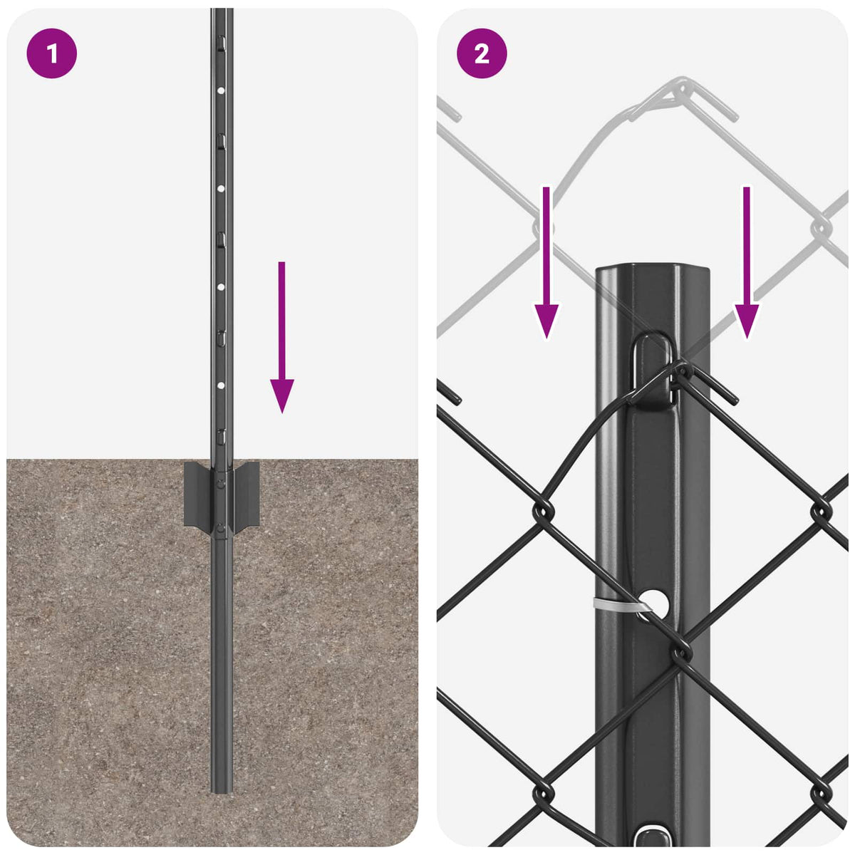 Kæde-link hegn med stolpe 25 x 0,8 m PVC-belagt stål Grå Mesh
