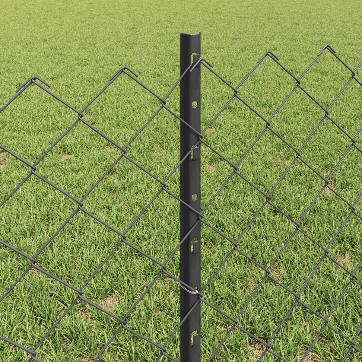 Kæde-link hegn med stolpe 25 x 0,6 m PVC-belagt stål Grå Mesh