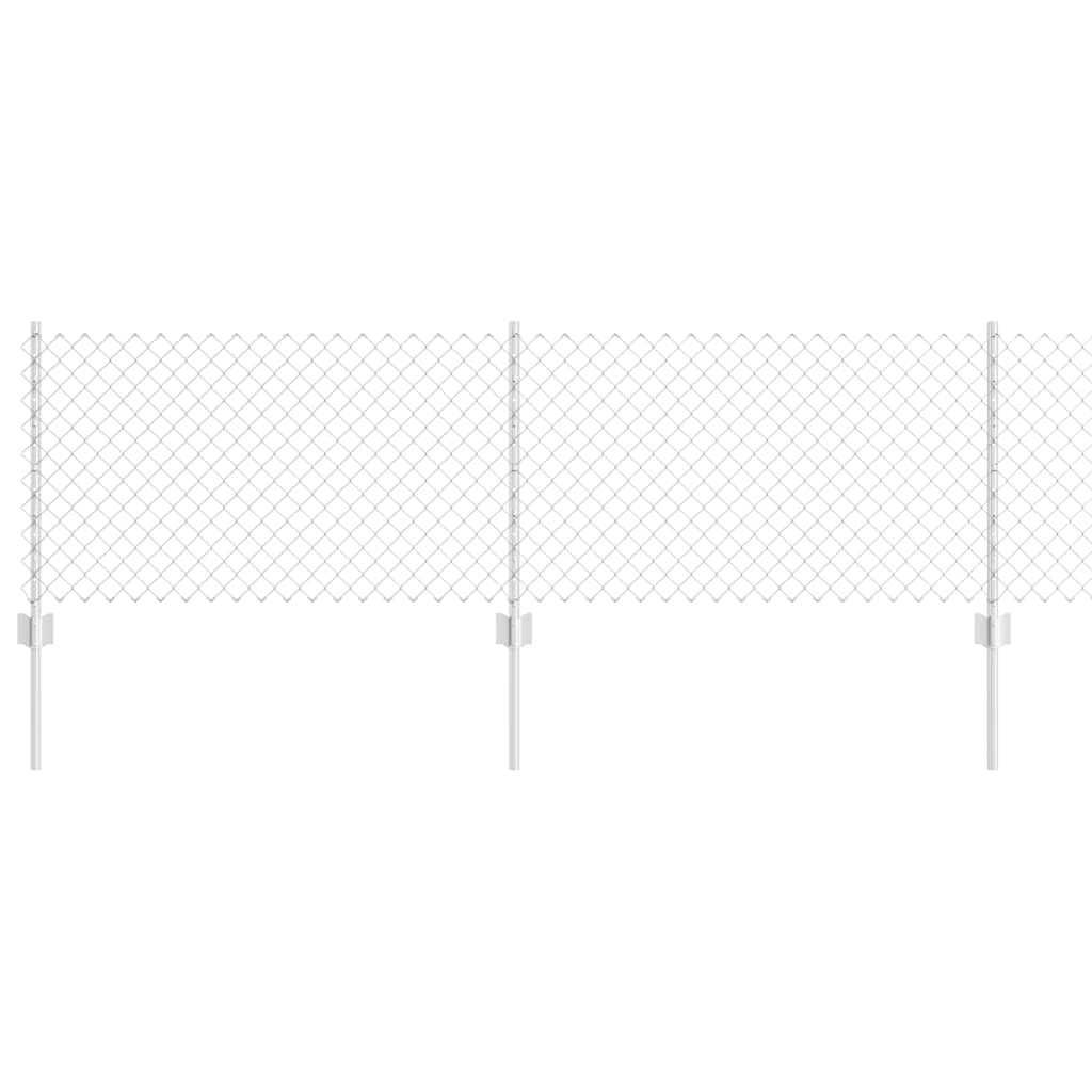 Kæde-link hegn med stolpe 10 x 0,6 m Galvaniseret stål Sølv