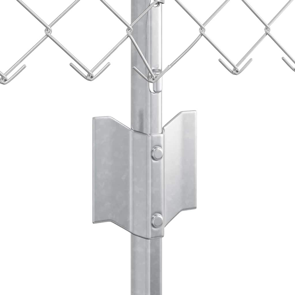 Kæde-link hegn med stolpe 10 x 0,8 m Galvaniseret stål Sølv