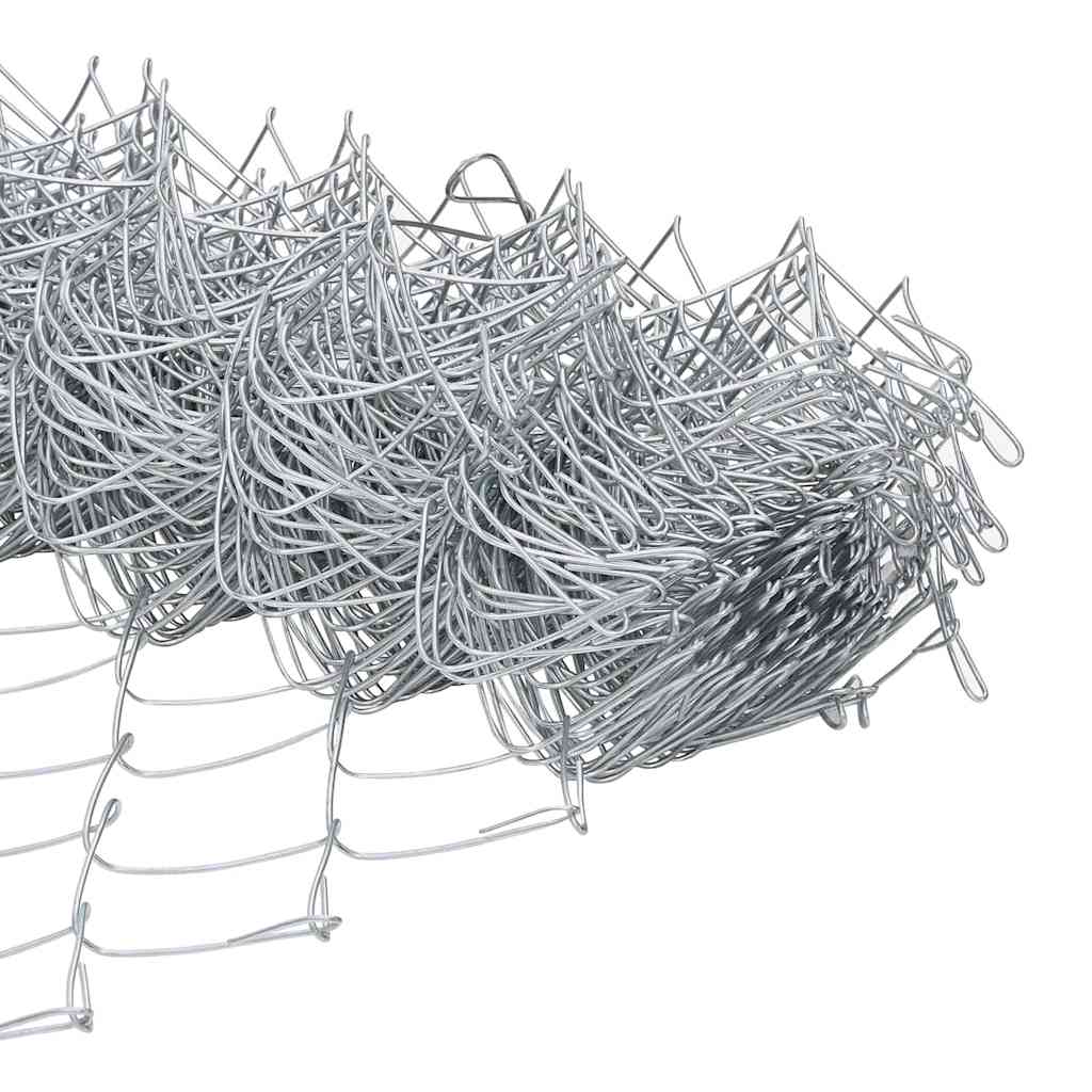 Kæde-link hegn med stolpe 10 x 1 m Galvaniseret stål Sølv Mesh