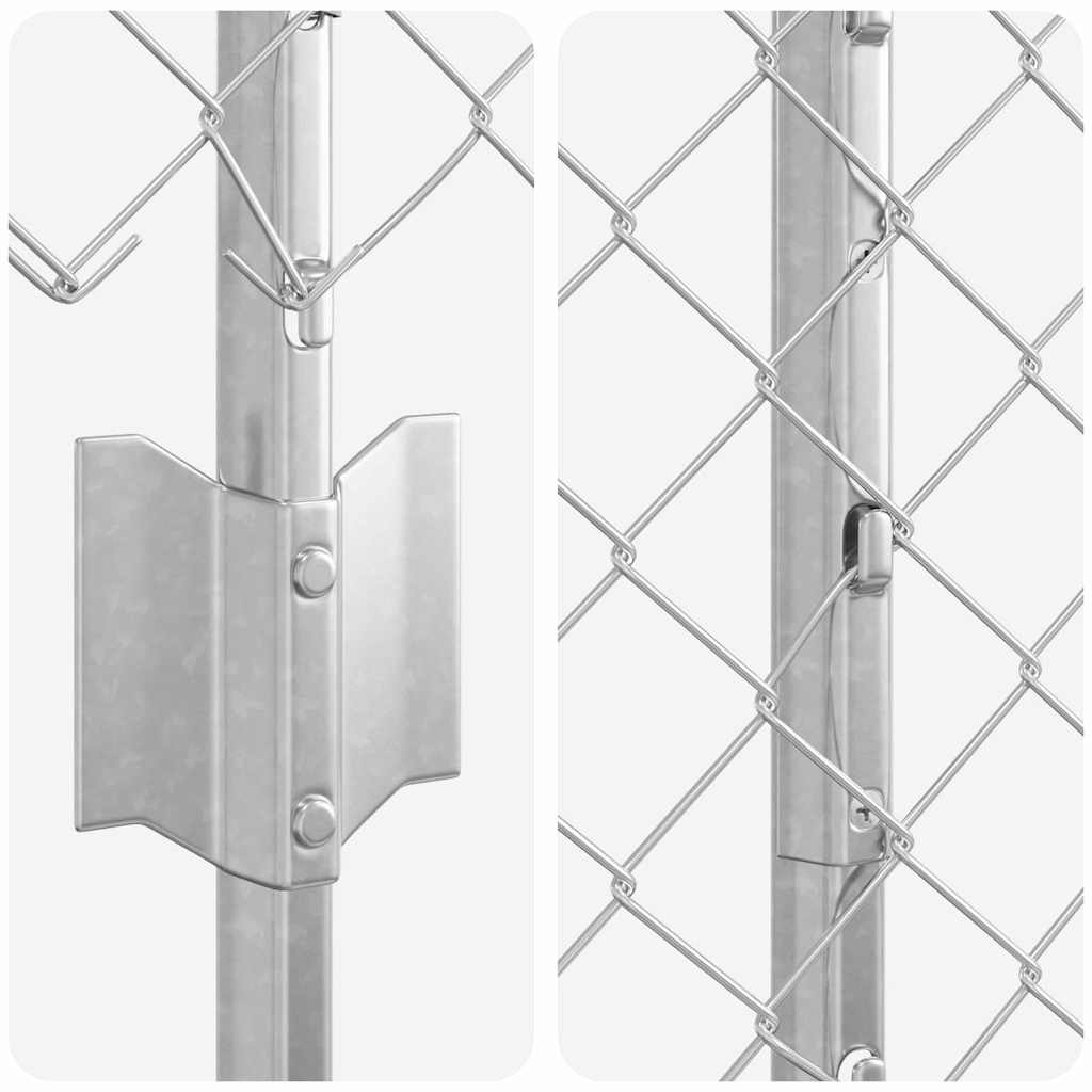 Kæde-link hegn med stolpe 10 x 1,6 m Galvaniseret stål Sølv