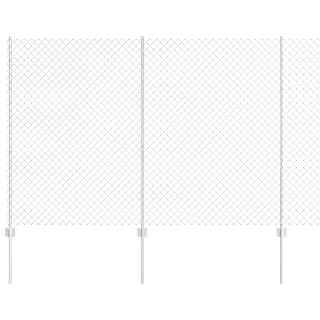 Kæde-link hegn med stolpe 10 x 1,6 m Galvaniseret stål Sølv
