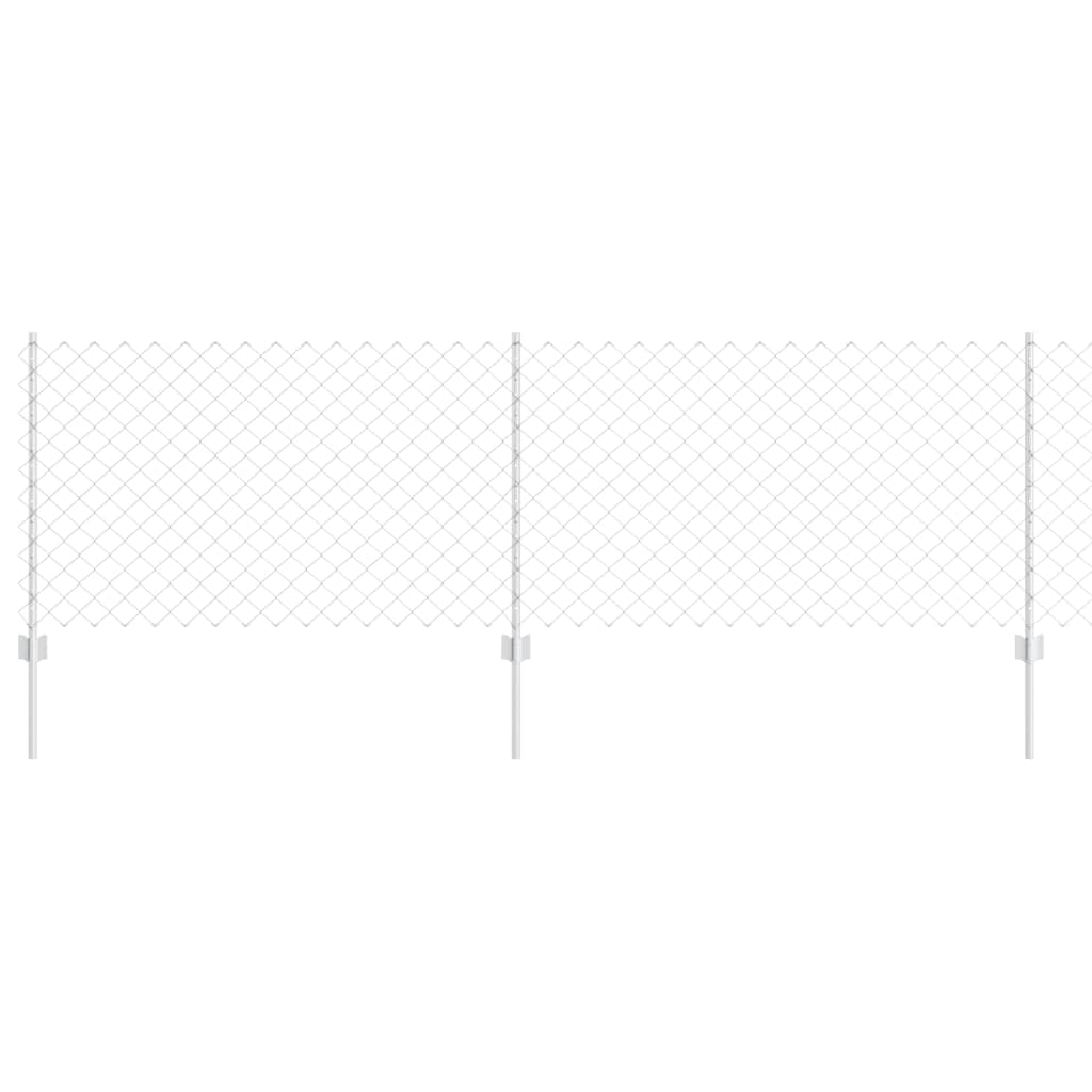 Kæde-link hegn med stolpe 10 x 0,8 m Galvaniseret stål Sølv