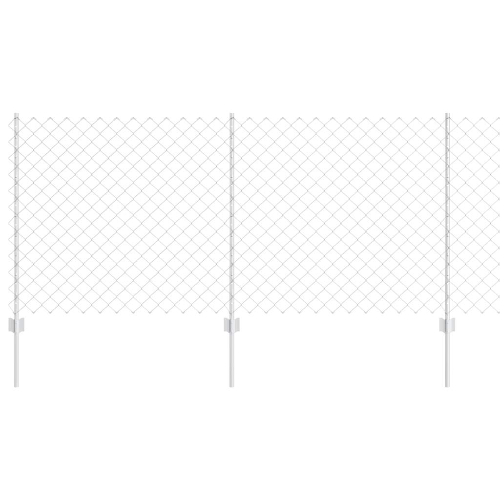 Kæde-link hegn med stolpe 10 x 1 m Galvaniseret stål Sølv Mesh