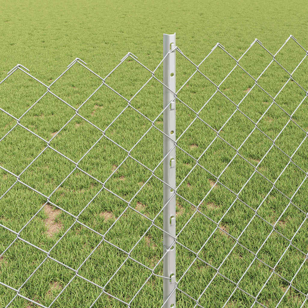 Kæde-link hegn med stolpe 25 x 1 m Galvaniseret stål Sølv Mesh
