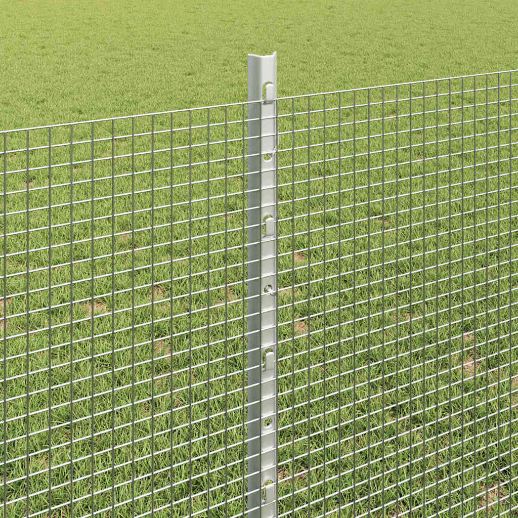Svejsede trådhegn med stolper 10 x 0,8 m Galvaniseret stål Sølv