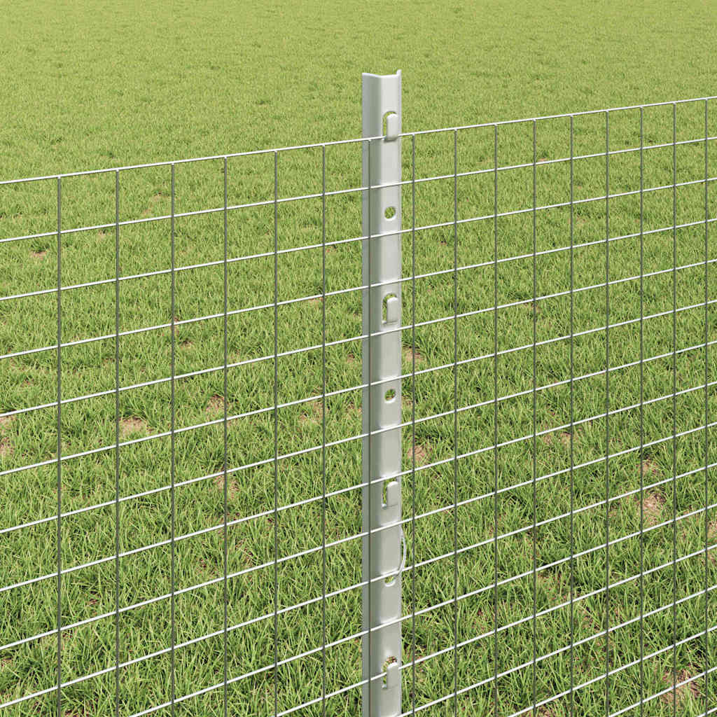 Svejsede trådhegn med stolper 10 x 0,8 m Galvaniseret stål Sølv