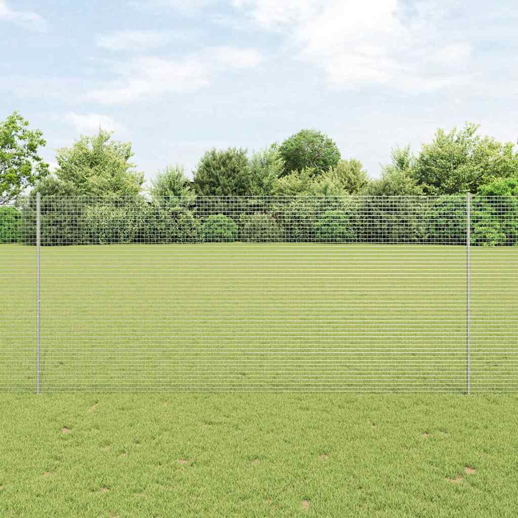 Svejsede trådhegn med stolper 10 x 1,4 m Galvaniseret stål Sølv