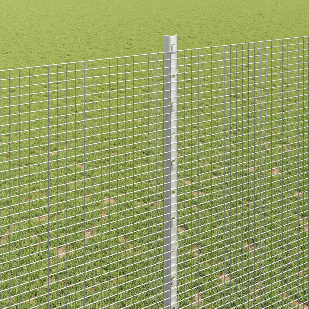 Svejsede trådhegn med stolper 10 x 1,5 m Galvaniseret stål Sølv