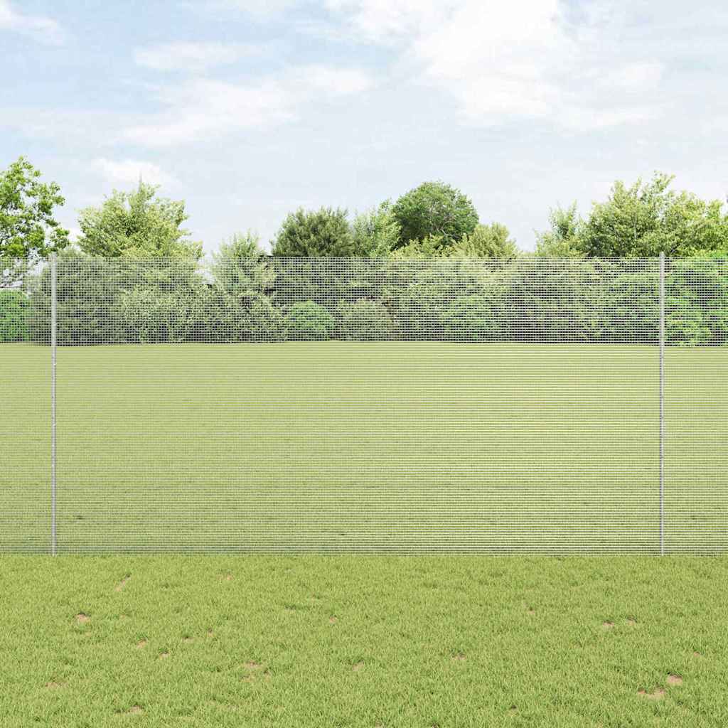 Svejsede trådhegn med stolper 10 x 1,5 m Galvaniseret stål Sølv