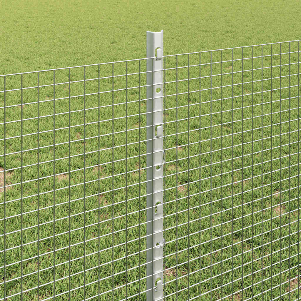 Svejsede trådhegn med stolper 25 x 0,8 m Galvaniseret stål Sølv