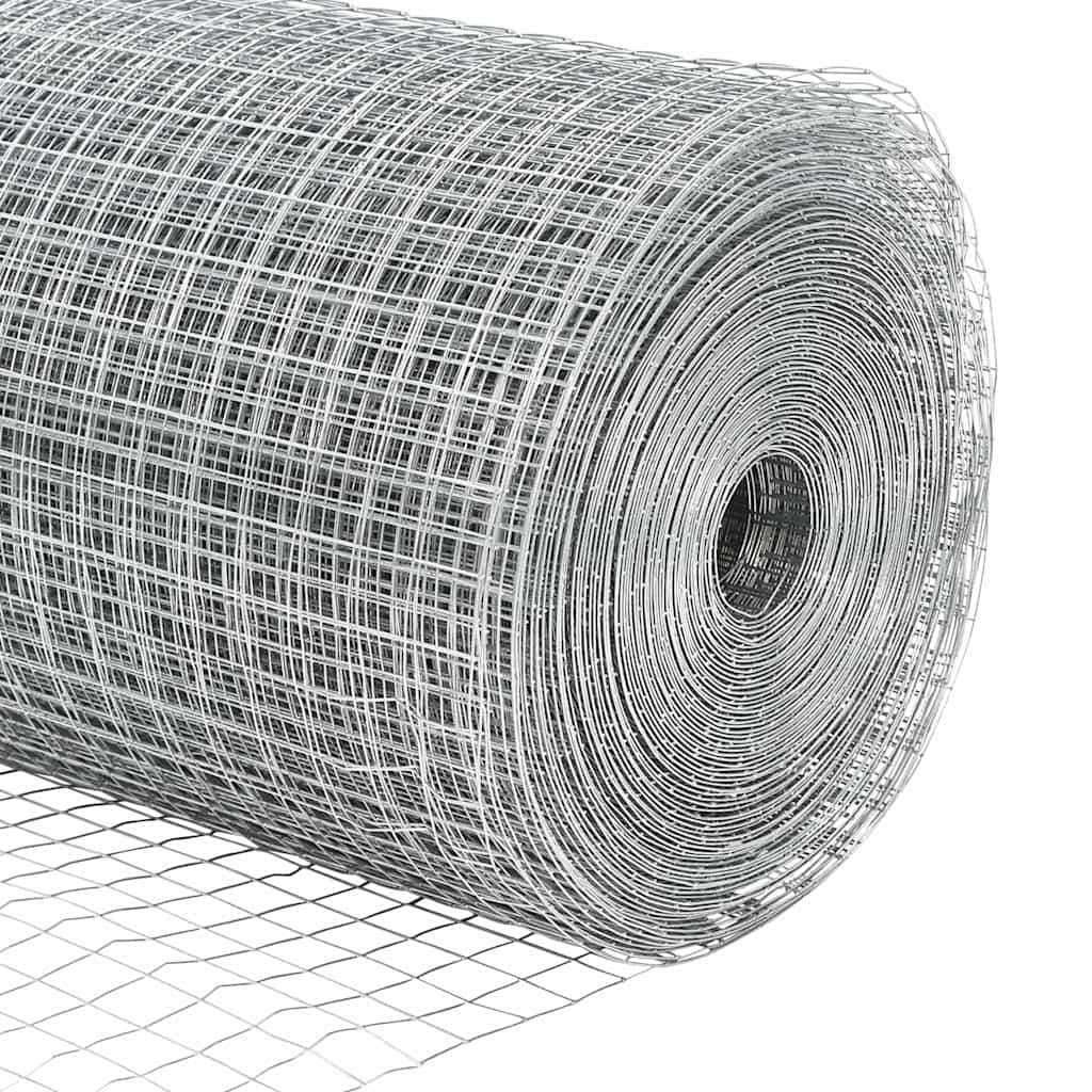 Svejsede trådhegn med stolper 25 x 1 m Galvaniseret stål Sølv
