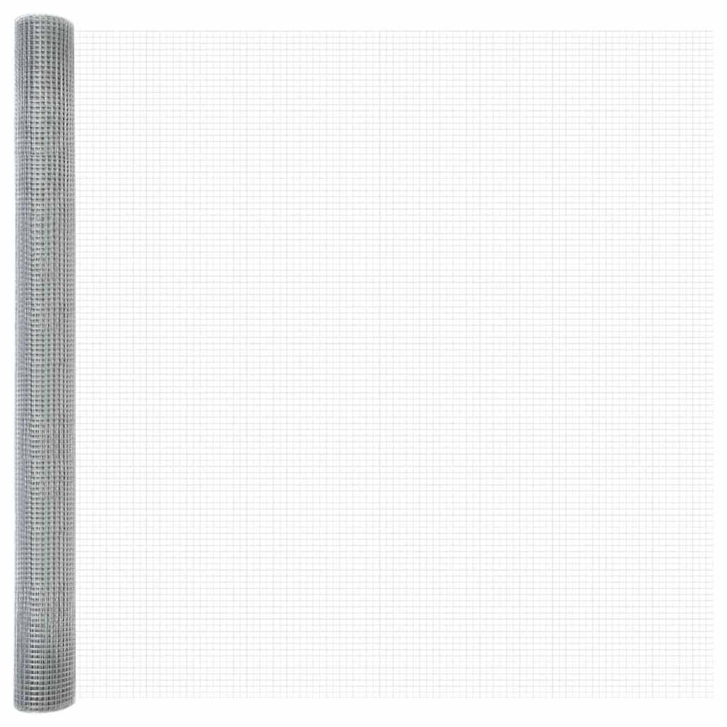 Svejsede trådhegn med stolper 25 x 1,5 m Galvaniseret stål Sølv