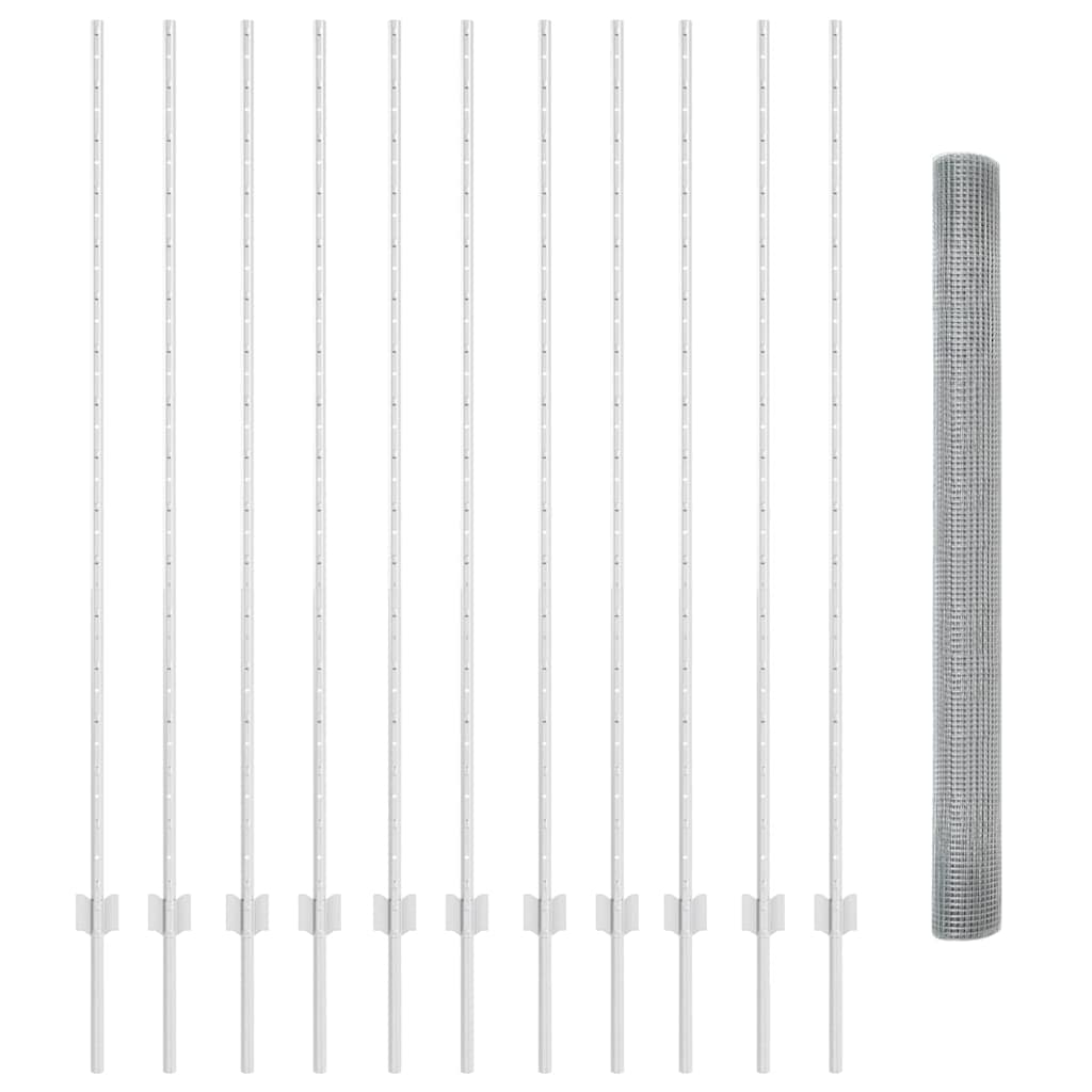 Svejsede trådhegn med stolper 25 x 1,6 m Galvaniseret stål Sølv