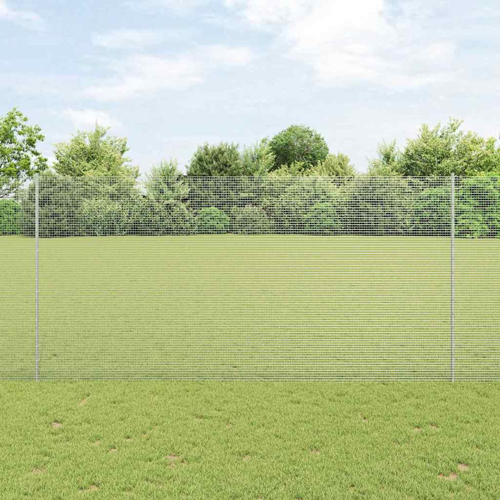 Svejsede trådhegn med stolper 50 x 1,6 m Galvaniseret stål Sølv