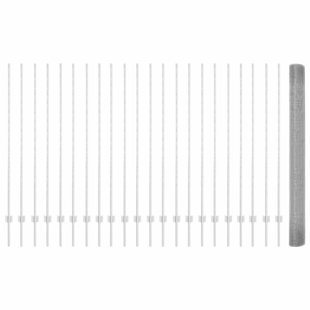 Svejsede trådhegn med stolper 50 x 1,6 m Galvaniseret stål Sølv