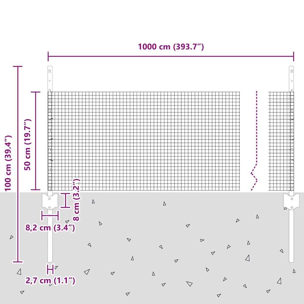 Svejsede trådhegn med stolper 10 x 0,5 m Galvaniseret stål Grøn