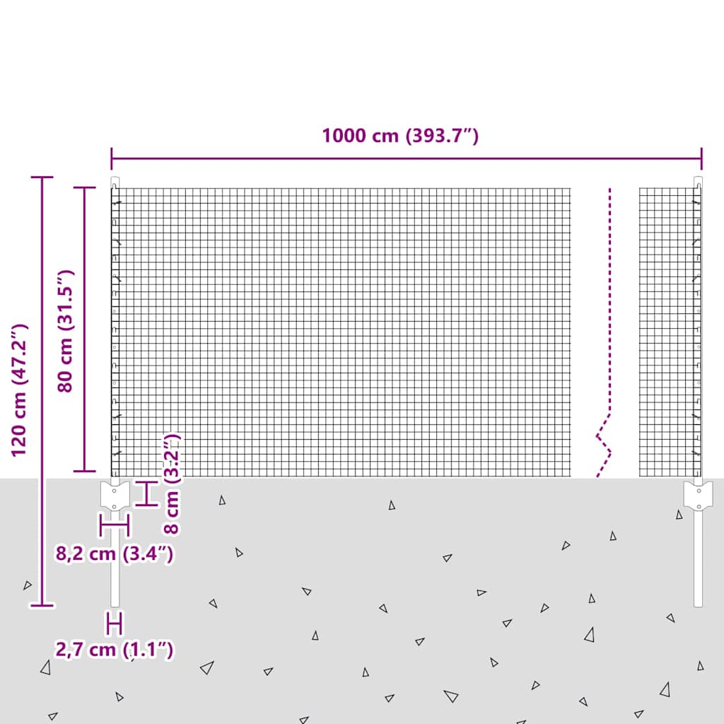 Svejsede trådhegn med stolper 10 x 0,8 m PVC-belagt stål Grøn