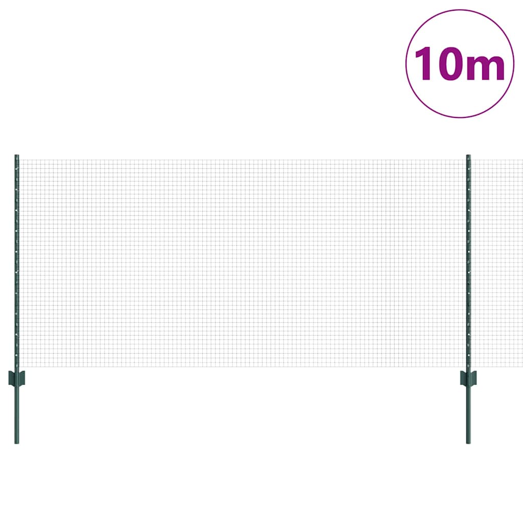 Svejsede trådhegn med stolper 10 x 1 m Galvaniseret stål Grøn