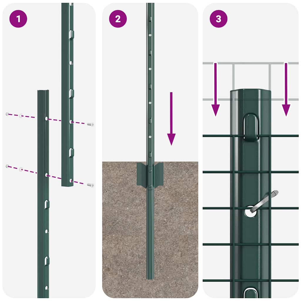 Svejsede trådhegn med stolper 10 x 1,2 m PVC-belagt stål Grøn