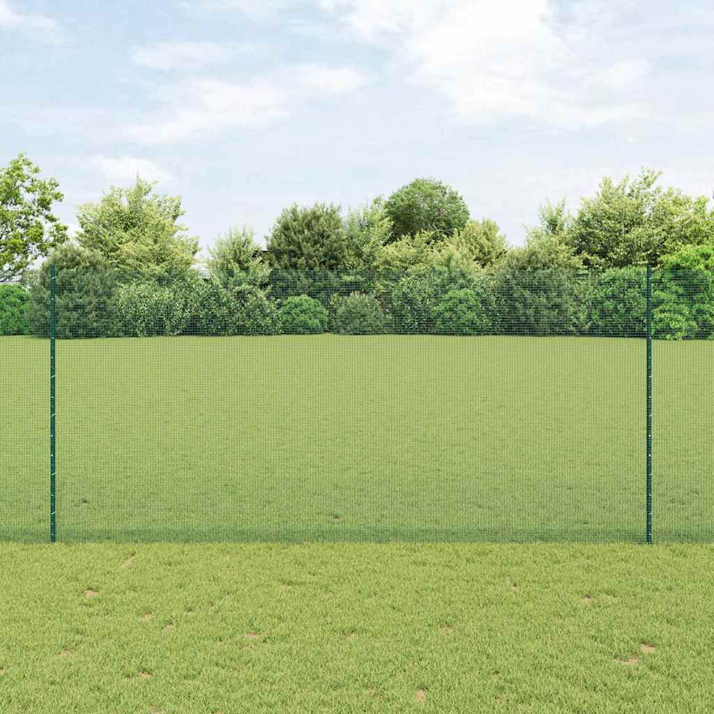 Svejsede trådhegn med stolper 10 x 1,4 m PVC-belagt stål Grøn