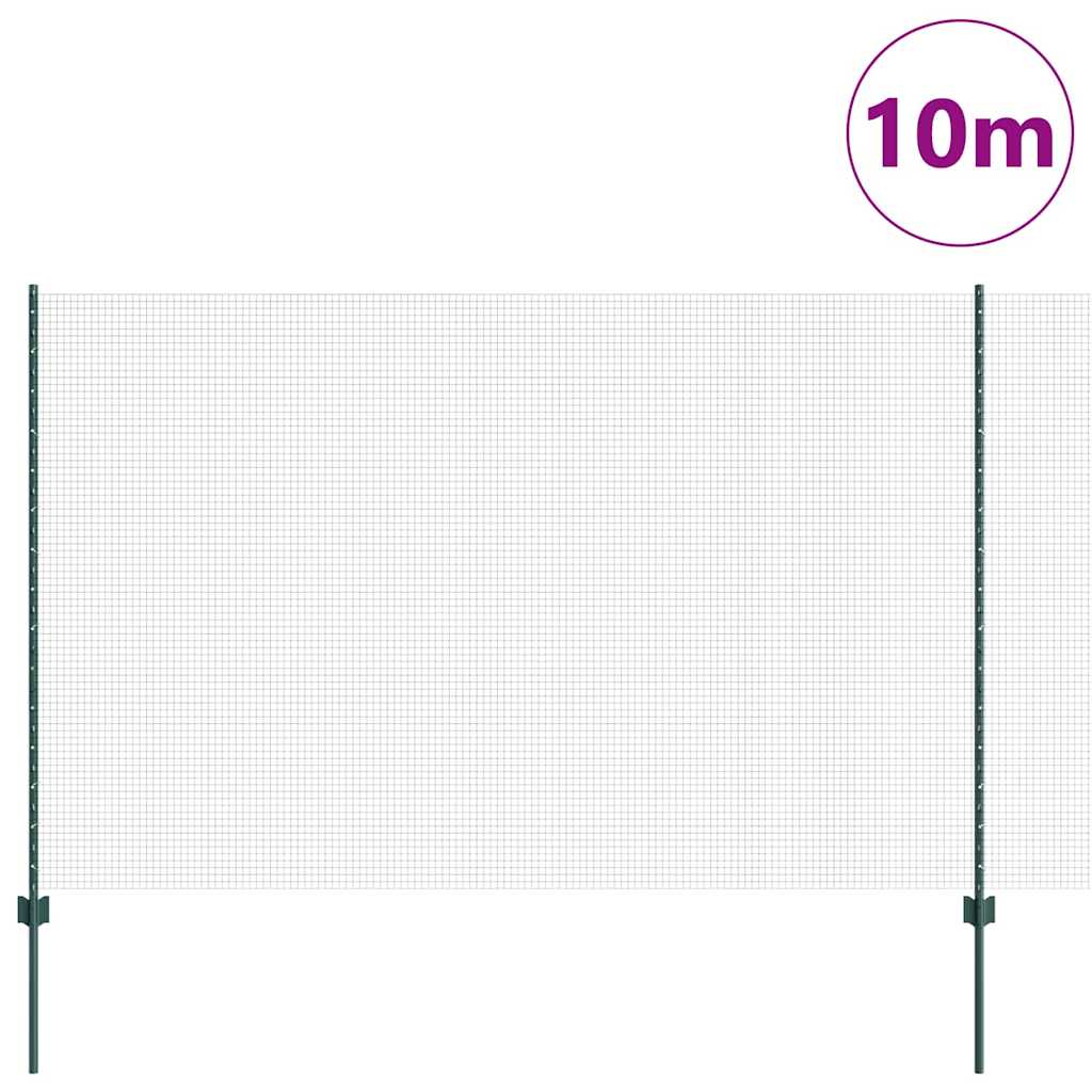 Svejsede trådhegn med stolper 10 x 1,6 m PVC-belagt stål Grøn