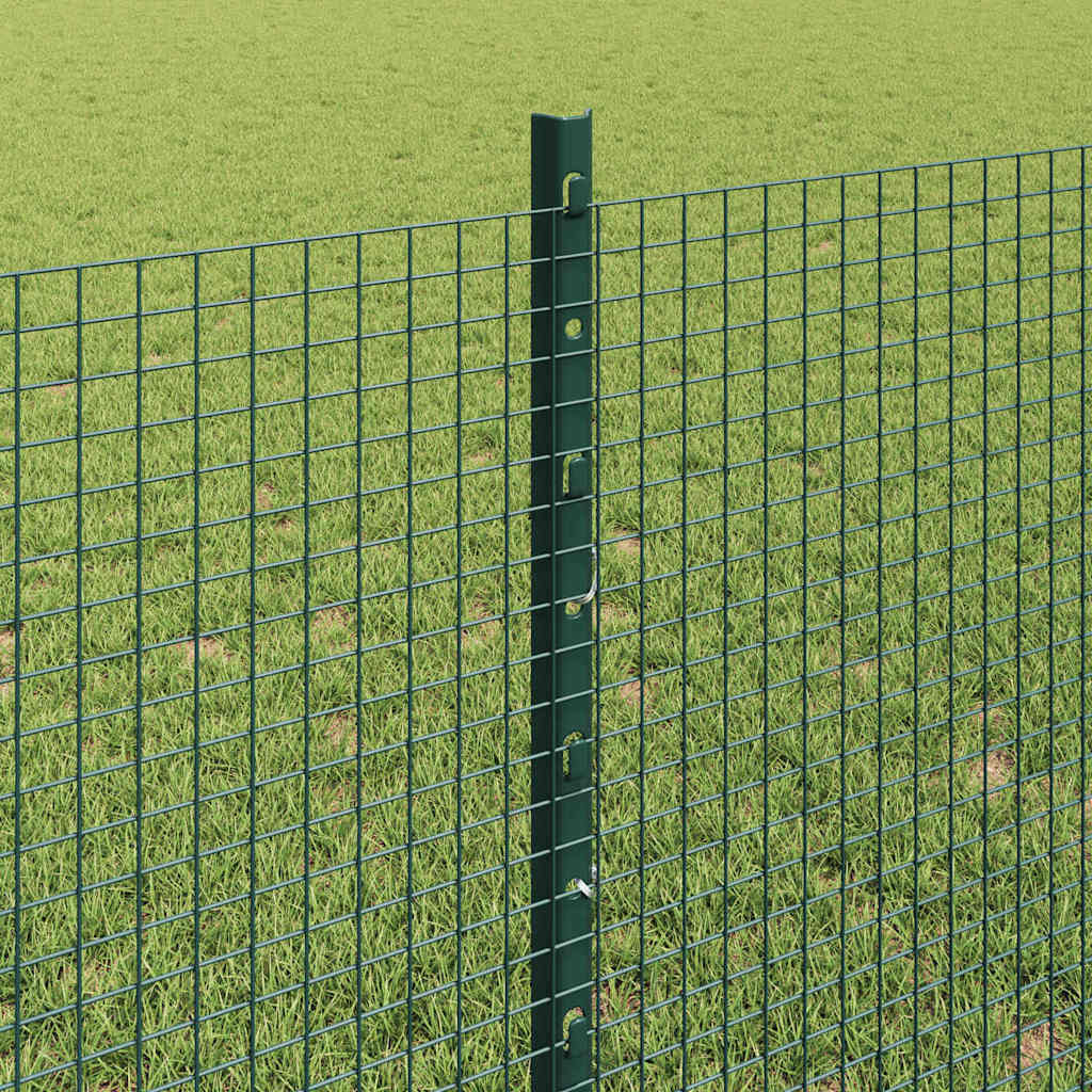 Svejsede trådhegn med stolper 25 x 0,8 m PVC-belagt stål Grøn