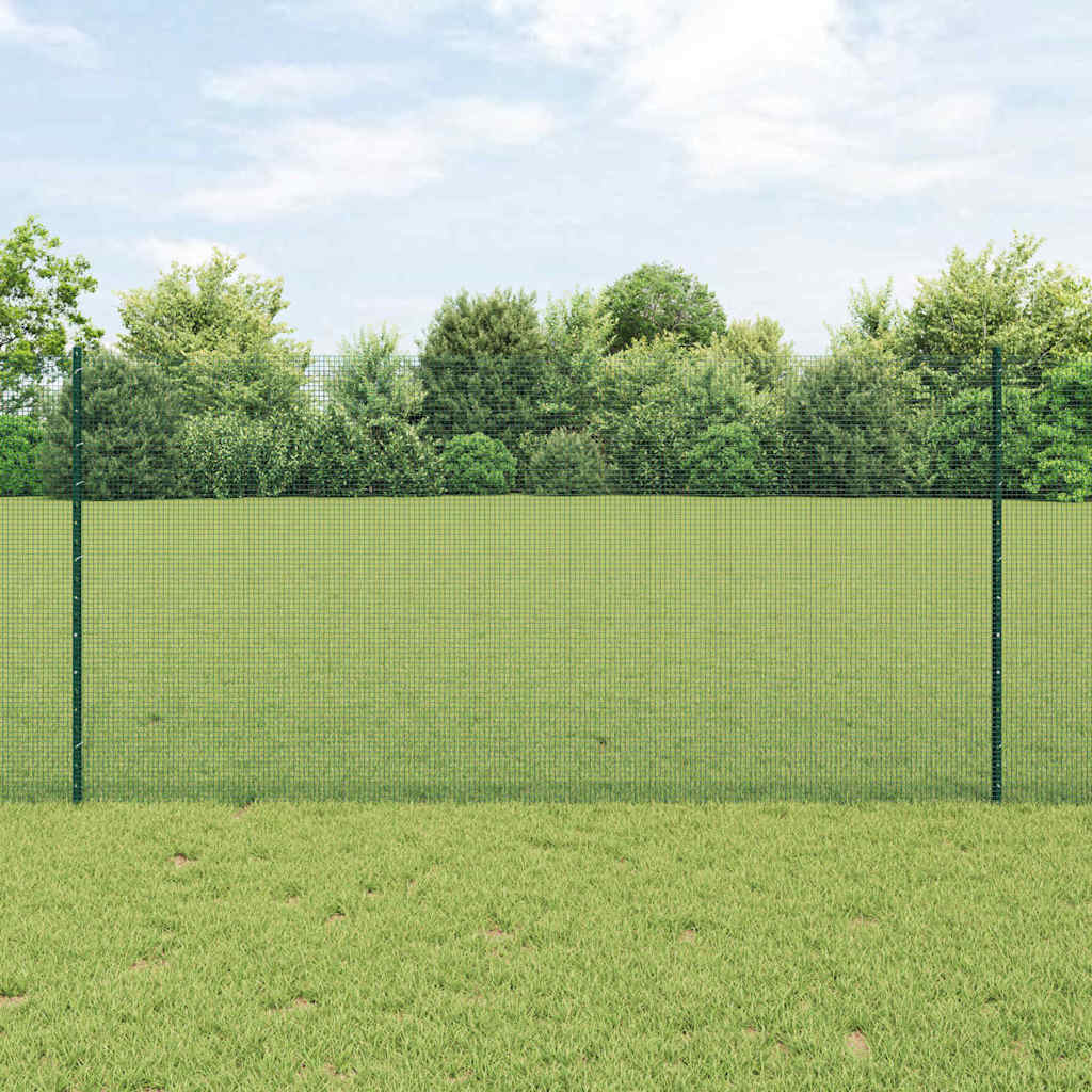 Svejsede trådhegn med stolper 25 x 1,2 m PVC-belagt stål Grøn