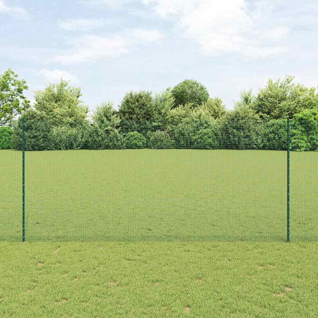 Svejsede trådhegn med stolper 25 x 1,4 m PVC-belagt stål Grøn
